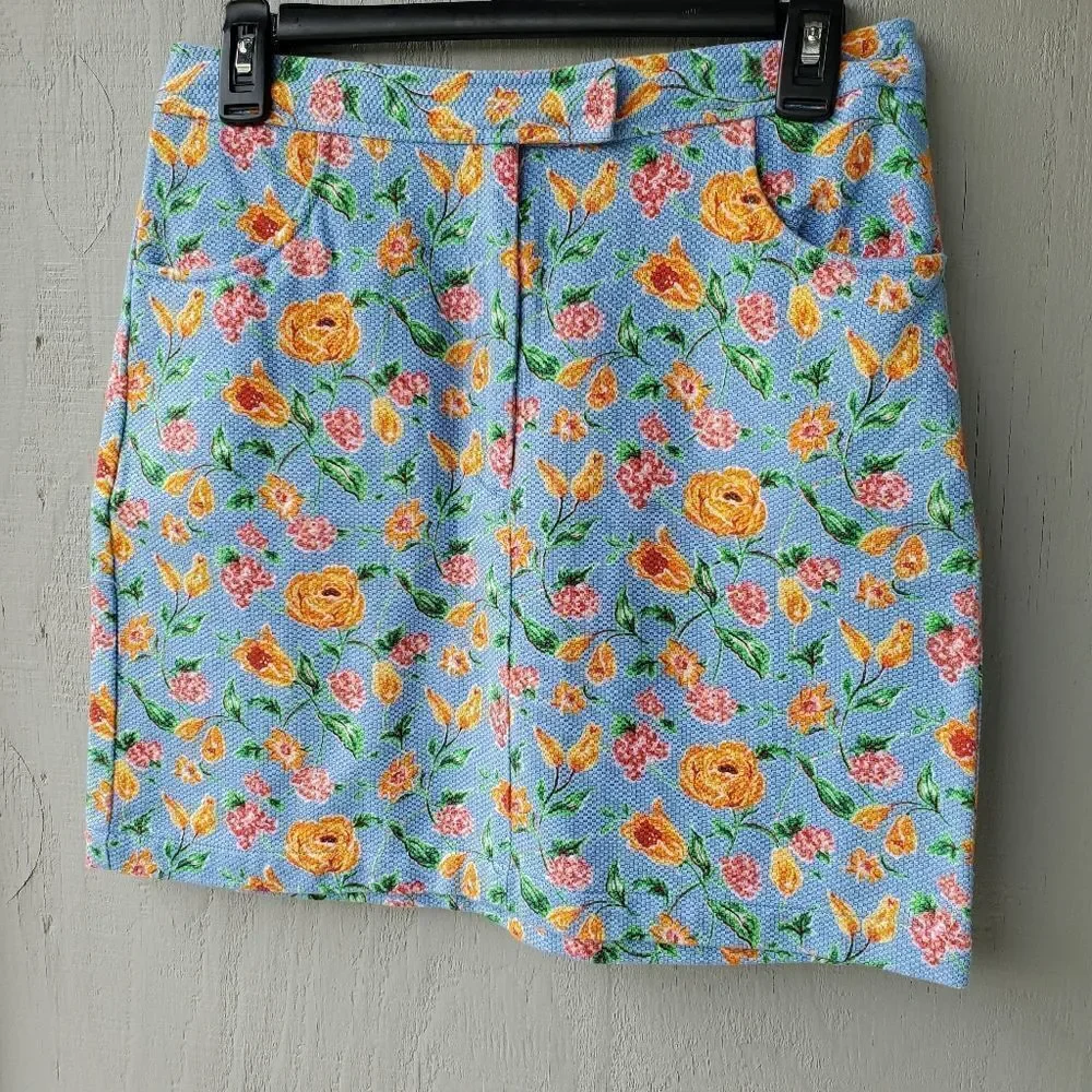 Tommy Hilfiger Blue Floral Retro Skirt 8
